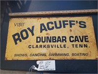 24x12 steel advertising sign Roy Acuff Dunbar Cave