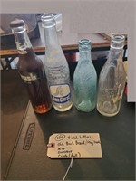 4 old vintage soda bottles Buck Crush Suncrest MG