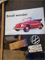 Volkswagen sign, VW emblem, old mirror made in Tx