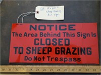 14x6.5 Sheep Grazing no trespassing tin sign