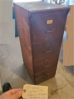 Antique wooden 4 drawer file cabinet