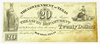 THE GOVERNMENT of TEXAS $20 OBSOLETE NOTE