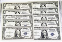 (10) 1935 AU/CU $1 SILVER CERTIFICATES