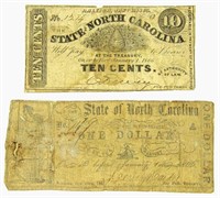 (2) STATE of NORTH CAROLINA 10c & $1