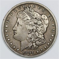 1891 CC US MORGAN SILVER $1 DOLLAR COIN
