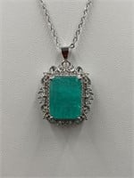 Blue Green Tourmaline Necklace 18 inch 925 Silver