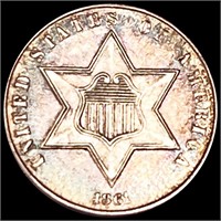 1861 Silver Three Cent CHOICE PROOF