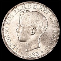 1895 Puerto Rico Silver Pesos UNCIRCULATED