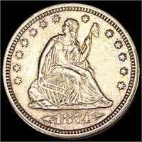 1874-S Seated Liberty Quarter UNCIRCULATED