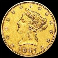 1847 $10 Gold Eagle CLOSELY UNCIRCULATED