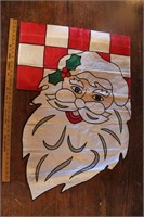 2X3 FLAG BLUE EYED SANTA ON RED CHECKED BACKGROUND