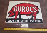 24x18 Duroc's Feed double sided porcelain sign PIG