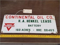 26x10 Conoco Continental Oil porcelain lease sign