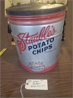 Antique 14" Staubles potato chip advertising tin