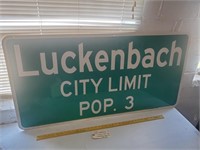 48x24 Luckenbach TX city limit sign Pop 3