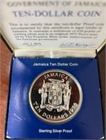 1975 Jamaica Proof Sterling Silver $10 Coin