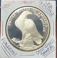 1984 Los Angeles US Olympiad Proof Silver Dollar