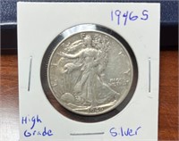 AU+ 1946 s Walking Liberty Silver Half Dollar