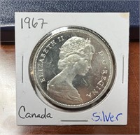 Unc 1967 Canada Large Centennial Silver dollar