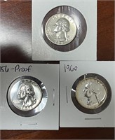 Lot of (3) Perfect Early Proof Silver Washington’s
