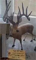 56" tall cast aluminum 17pt stag deer looking left