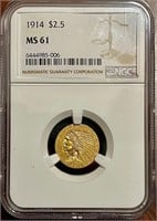 Semi-Key Date 1914 P $2.5 Gold Indian NGC MS61