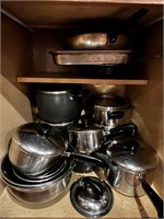 Pots pans and mixing bowl lot