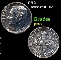 Proof 1962 Roosevelt Dime 10c Grades GEM+ Proof