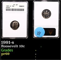 Proof ANACS 1991-s Roosevelt Dime 10c Graded pr69