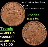 1863 Union For Ever Civil War Token 1c Grades Sele