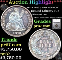 Proof ***Auction Highlight*** 1873 Closed 3 Seated