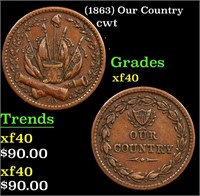 (1863) Our Country Civil War Token 1c Grades xf