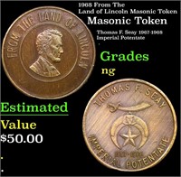 1968 From The Land of Lincoln Masonic Token