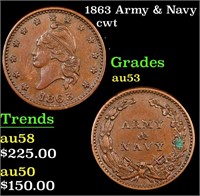 1863 Army & Navy Civil War Token 1c Grades Select