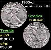 1935-d Walking Liberty Half Dollar 50c Grades AU D