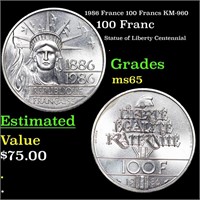 1986 France 100 Francs KM-960 Grades GEM Unc