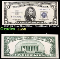 1953 $5 Blue Seal Silver Certificate FR-1655 Grade