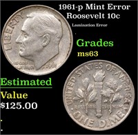 1961-p Roosevelt Dime Mint Error 10c Grades Select
