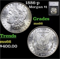 1886-p Morgan Dollar $1 Graded ms66 By SEGS