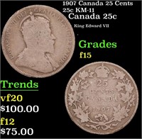 1907 Canada 25 Cents 25c KM-11 Grades f+