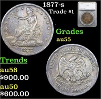 1877-s Trade Dollar $1 Graded au55 By SEGS