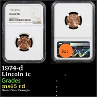 NGC 1974-d Lincoln Cent 1c Graded ms65 rd By NGC