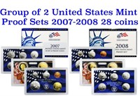 Group of 2 United States Mint Proof Sets 2007-2008
