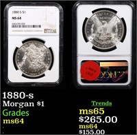 NGC 1880-s Morgan Dollar $1 Graded ms64 By NGC