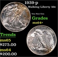1939-p Walking Liberty Half Dollar 50c Grades Choi
