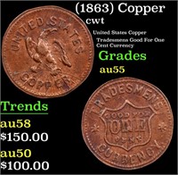 (1863) Copper Civil War Token 1c Grades Choice AU