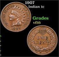 1907 Indian Cent 1c Grades vf++