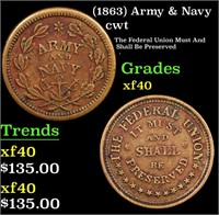 (1863) Army & Navy Civil War Token 1c Grades xf
