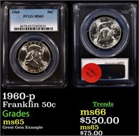 PCGS 1960-p Franklin Half Dollar 50c Graded ms65 B