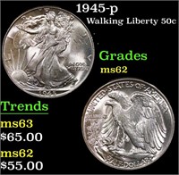 1945-p Walking Liberty Half Dollar 50c Grades Sele